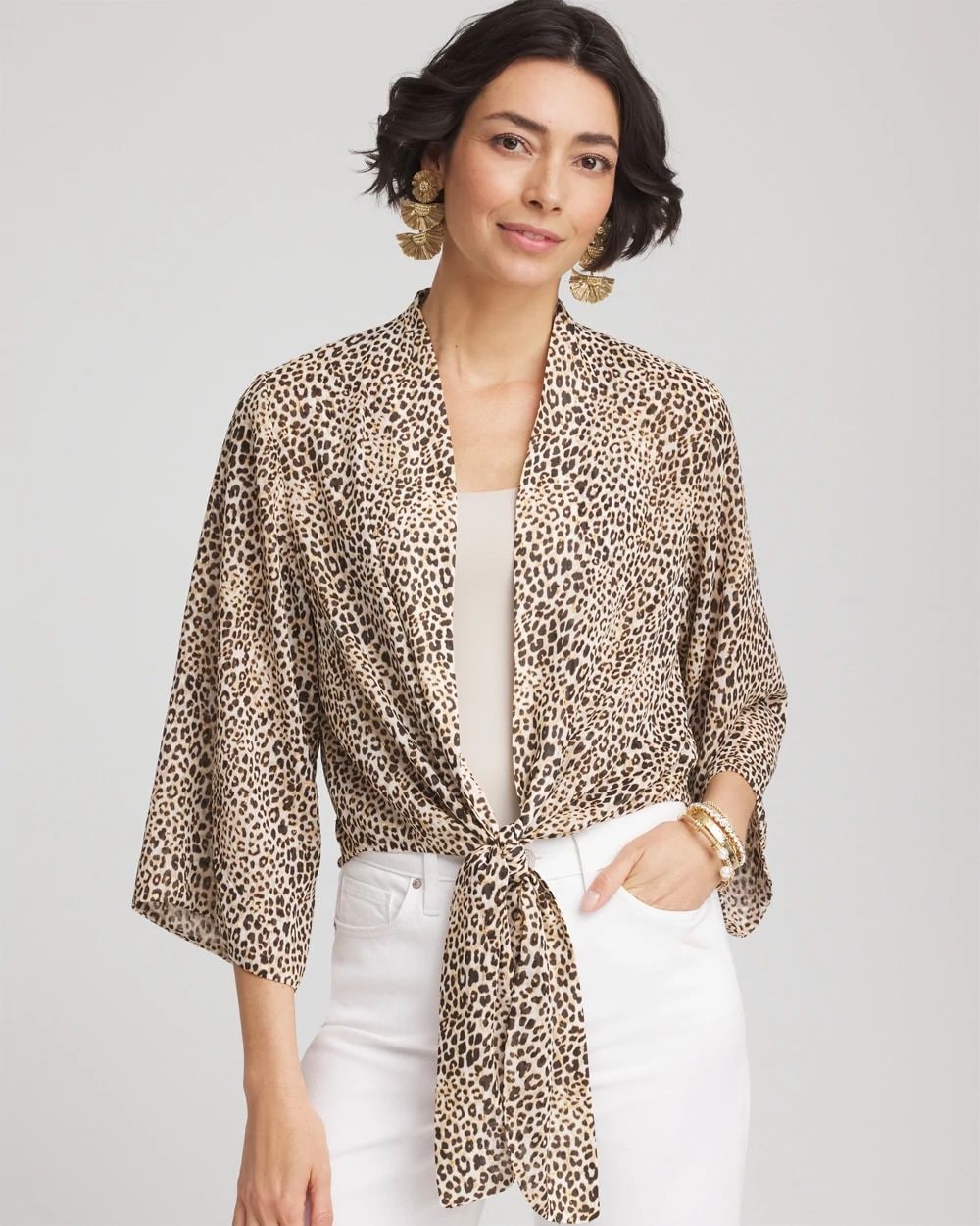 Safari Naima Chiffon Kimono - Brown Print main image 1